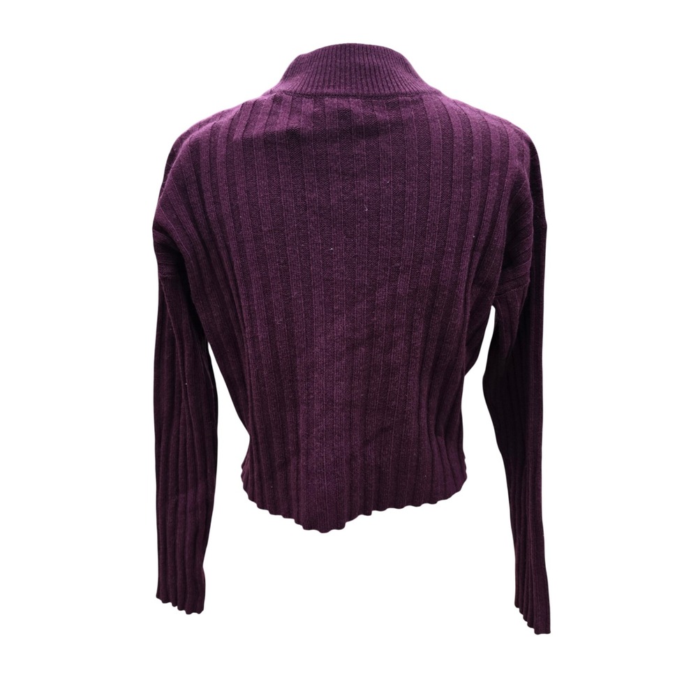 Madewell NWT Mockneck Ribbed Wool Blend‎ Cropped Sweater Plum Purple NM625 XS - Picture 6 of 9